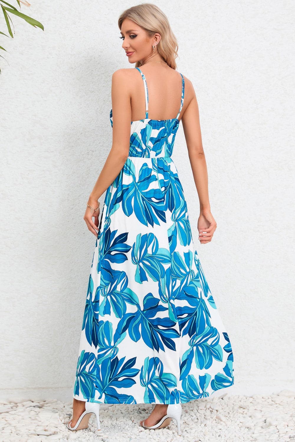 Printed Surplice Maxi Cami Dress.