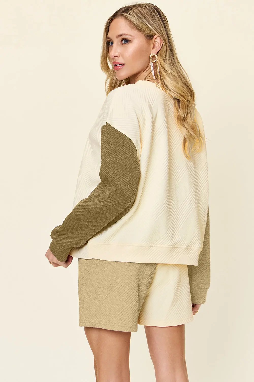 Double Take Full Size Contrast Drop Shoulder Top and Shorts Set - Love Salve