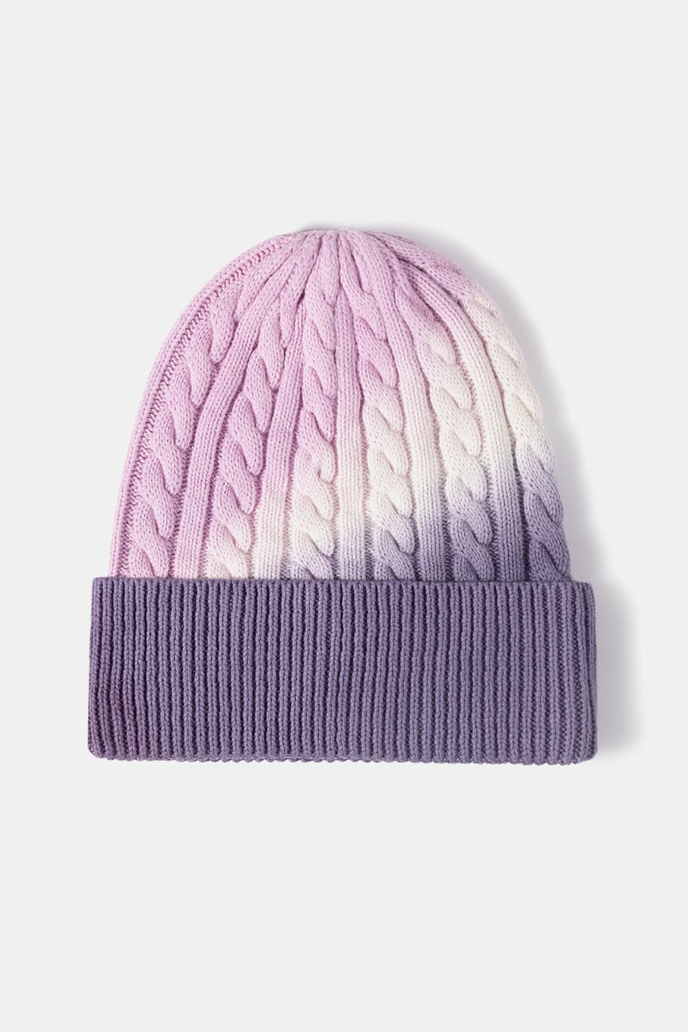 Contrast Tie-Dye Cable-Knit Cuffed Beanie.