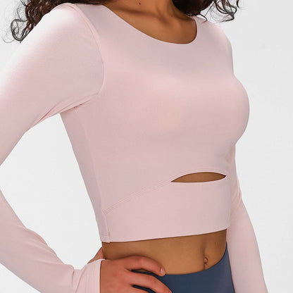 Long Sleeve Cropped Top With Sports Strap.