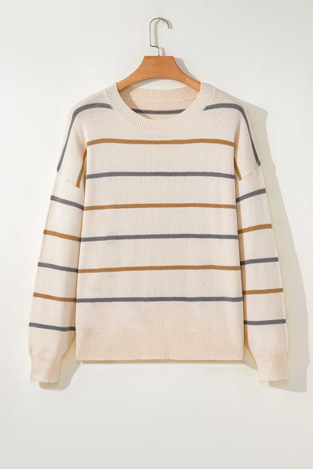 Multicolour Striped Drop Shoulder Plus Size Knit Sweater Dear-Lover Dropshipping