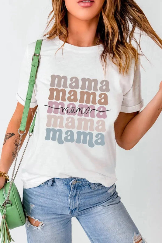 MAMA Letter Crew Neck Tee Simply Love