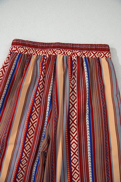 Bohemian red wide leg pants