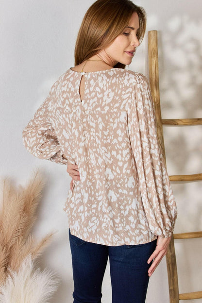 Hailey & Co Embroidered Printed Balloon Sleeve Blouse.