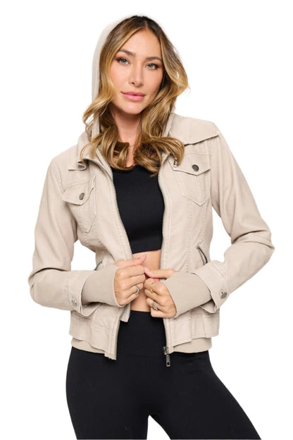 Stylish double zip hooded jacket