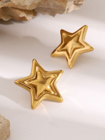 Chic 18K gold-plated stainless steel star stud earrings