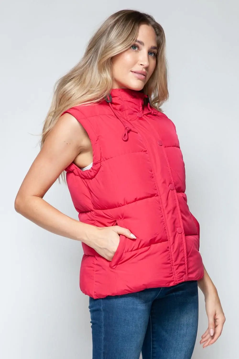 Snobbish hooded vest with zip and snap closures - Love Salve 