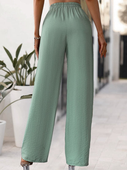 Tied High Waist Wide Leg Pants.