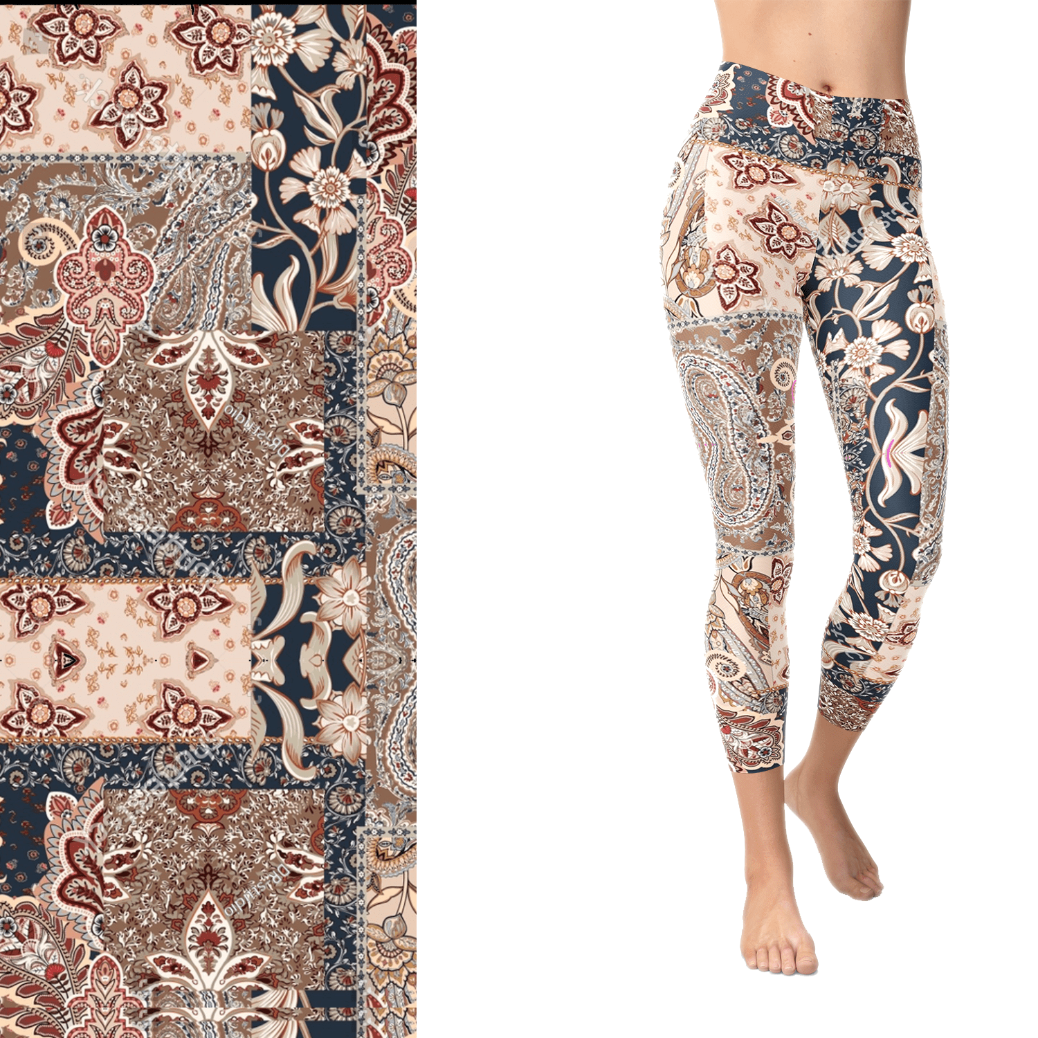 Cottage Patchwork Flowers Full Length Adult with Pockets MM