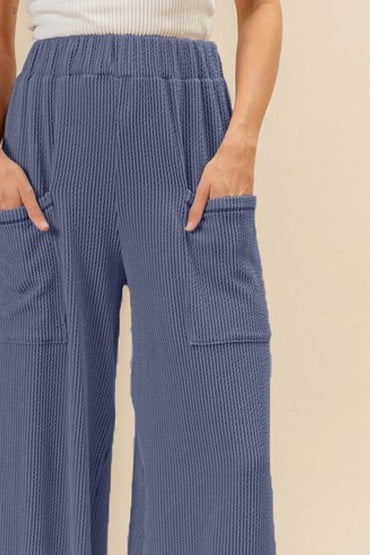 BiBi 2tone Cord Rib Waist Band Side Pocket Pants for Women - Love Salve 
