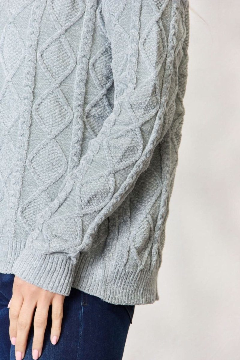 BiBi Cable Knit Round Neck Sweater - Love Salve 