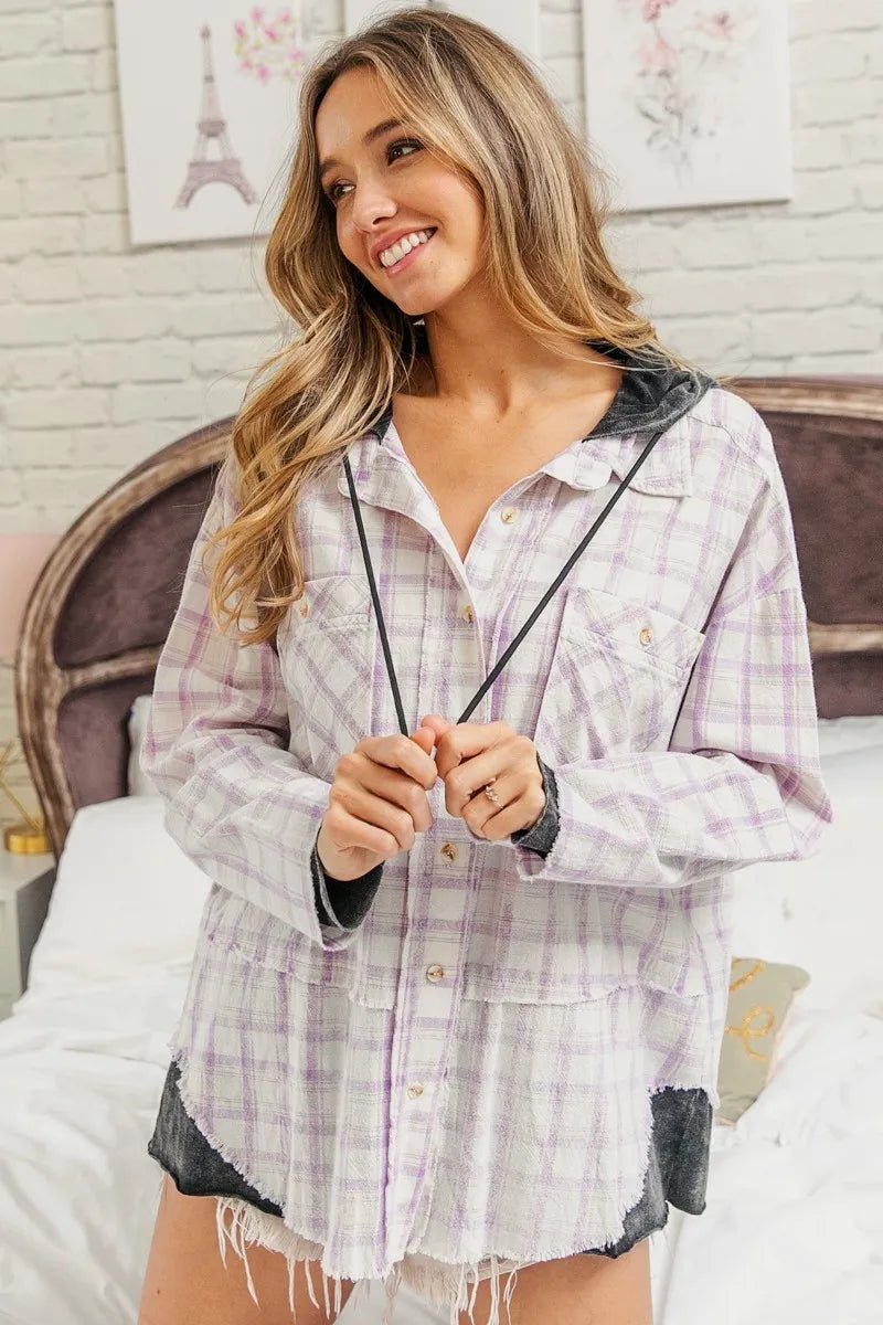 BiBi Casual Check Shirts With Hood for Everyday Style - Love Salve 