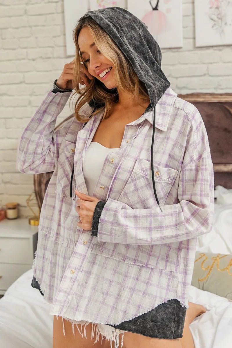 BiBi Casual Check Shirts With Hood for Everyday Style - Love Salve 