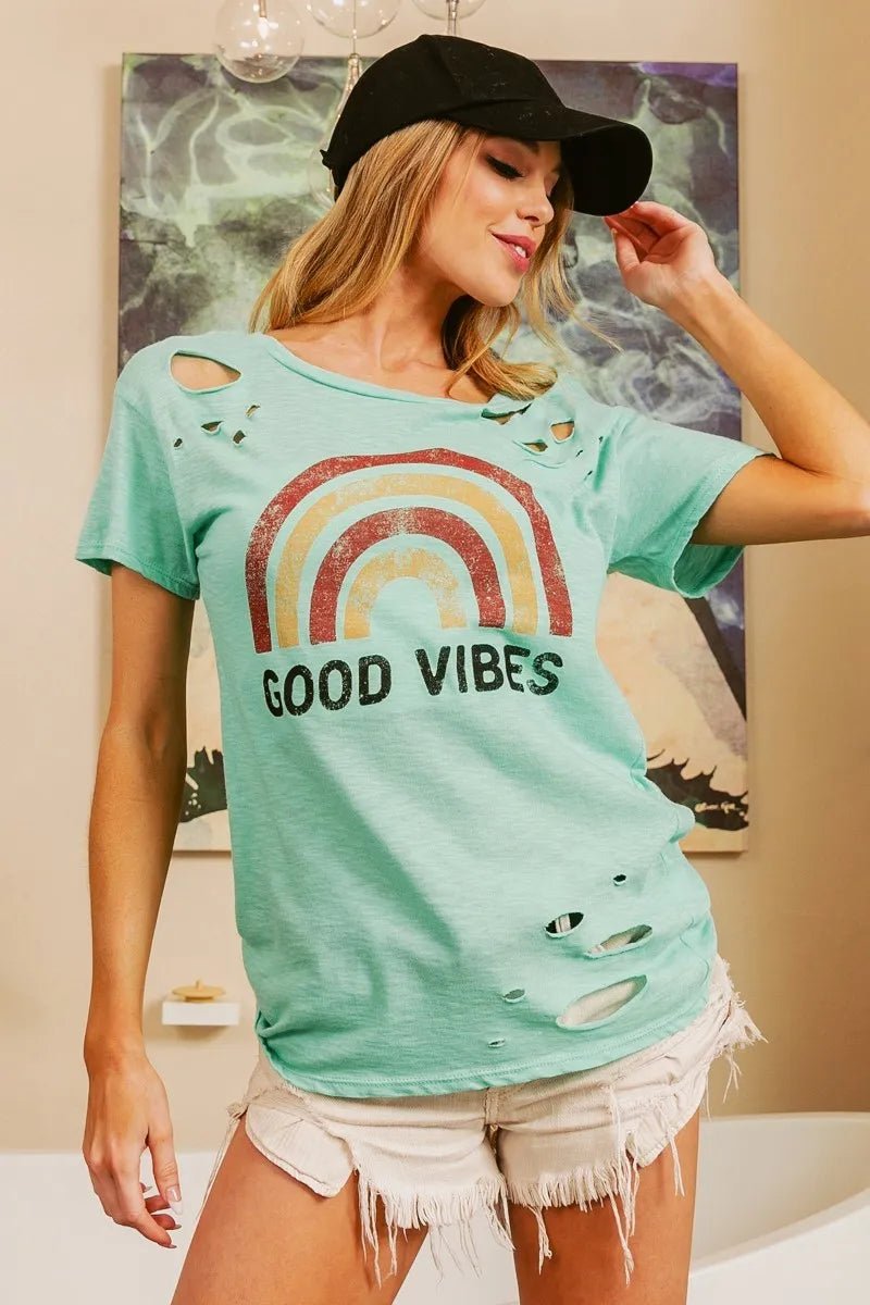 BiBi Cotton Slub Laser Top American Cow Boy Graphic - Love Salve