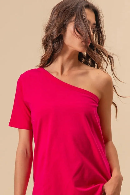BiBi Cotton Span Knit One Shoulder Top for Casual Style - Love Salve 