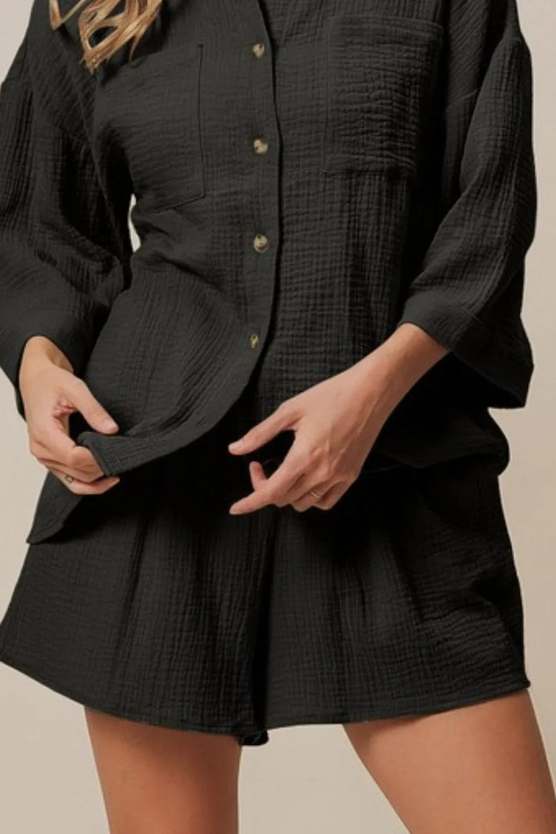 BiBi Crinkle Gauze Shirt and Short Set - Love Salve