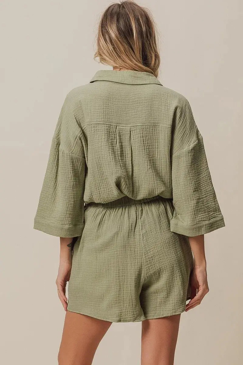 BiBi Crinkle Gauze Shirt and Short Set - Love Salve