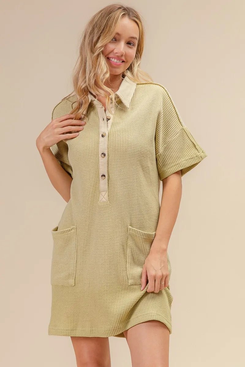 BiBi Dip Dye Mineral Washed Knit Dress for Casual Style - Love Salve 