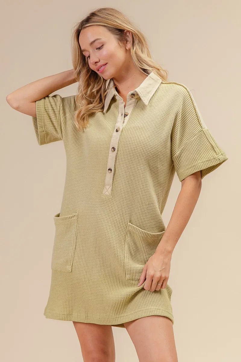 BiBi Dip Dye Mineral Washed Knit Dress for Casual Style - Love Salve 