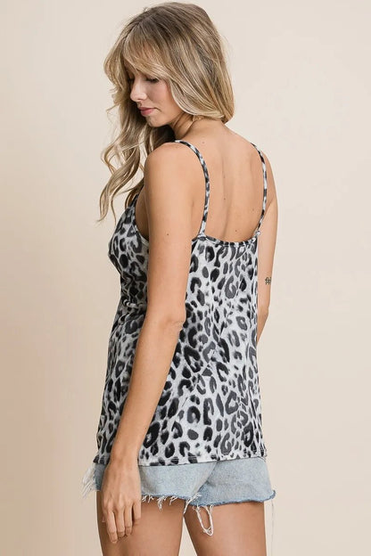 BiBi Leopard Printed Gauze Knit Twist Front Cami Top - Love Salve 