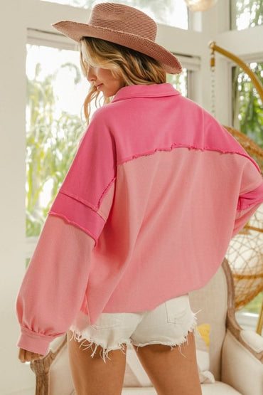 BiBi Long Sleeve Knit Mixed Thermal Sweatshirt - Love Salve 