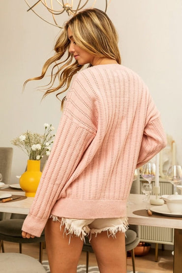 BiBi Pearl & Rhinestone Decor Long Sleeve Sweater - Love Salve 