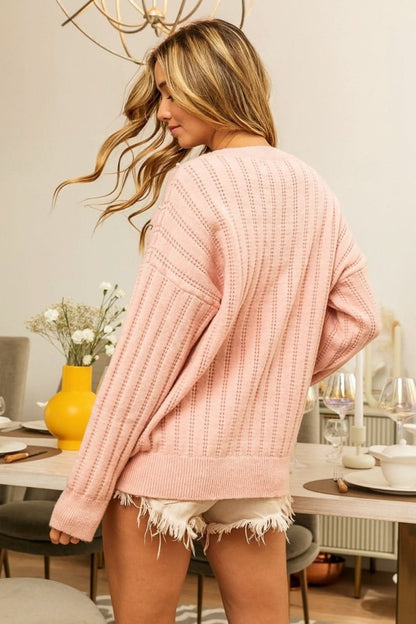 BiBi Pearl & Rhinestone Decor Long Sleeve Sweater - Love Salve 
