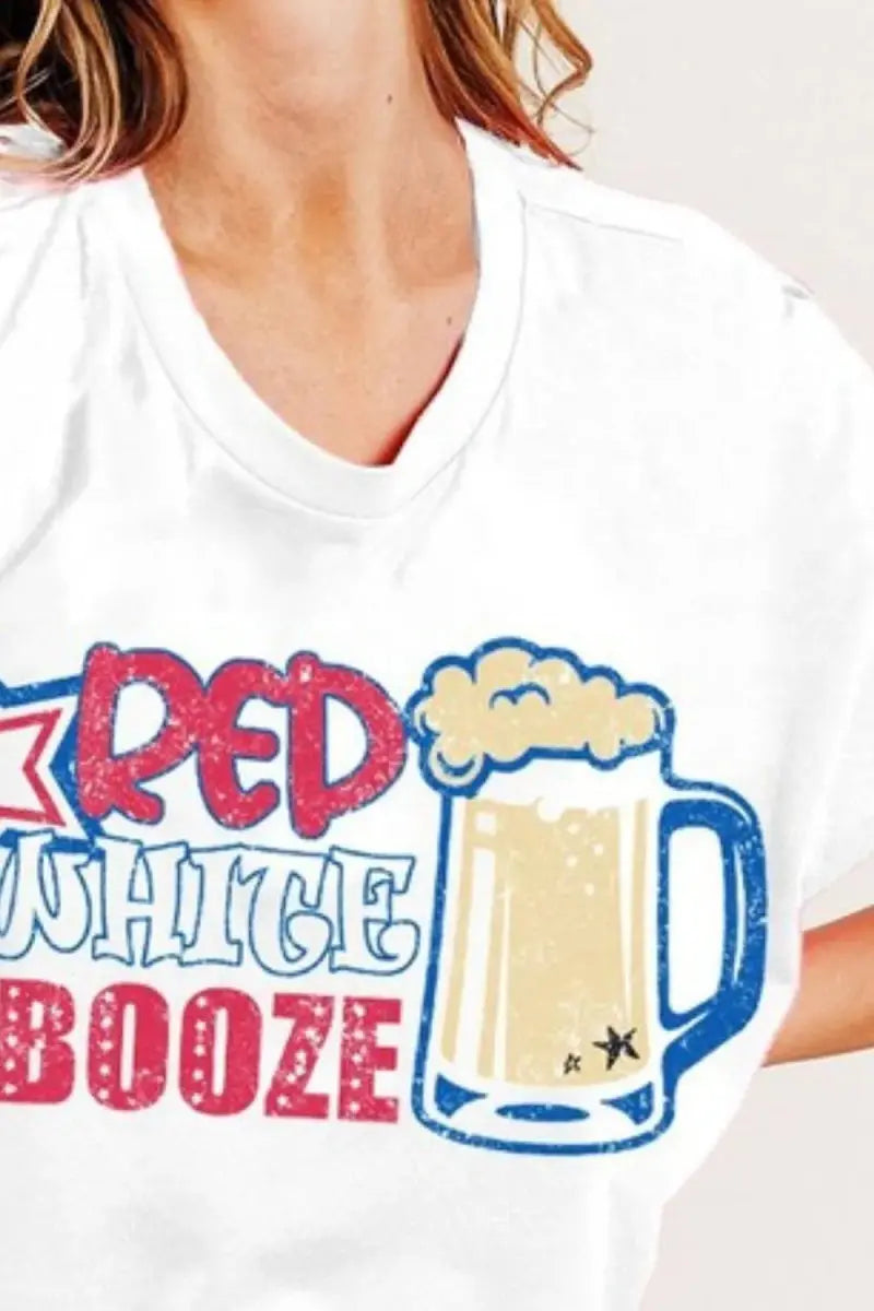 BiBi Red White and Booze Graphic Jersey Top for Fun Style - Love Salve 
