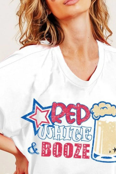 BiBi Red White and Booze Graphic Jersey Top for Fun Style - Love Salve 