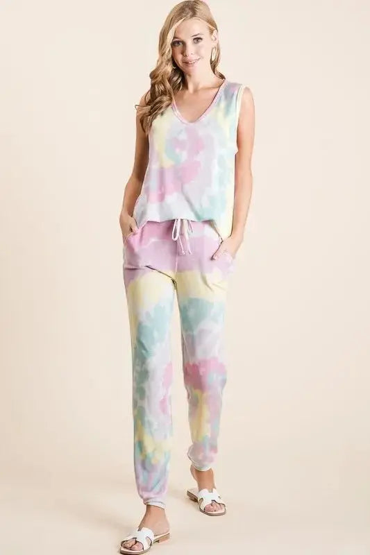BiBi Tie Dye French Terry Casual Pants for Everyday Comfort - Love Salve 