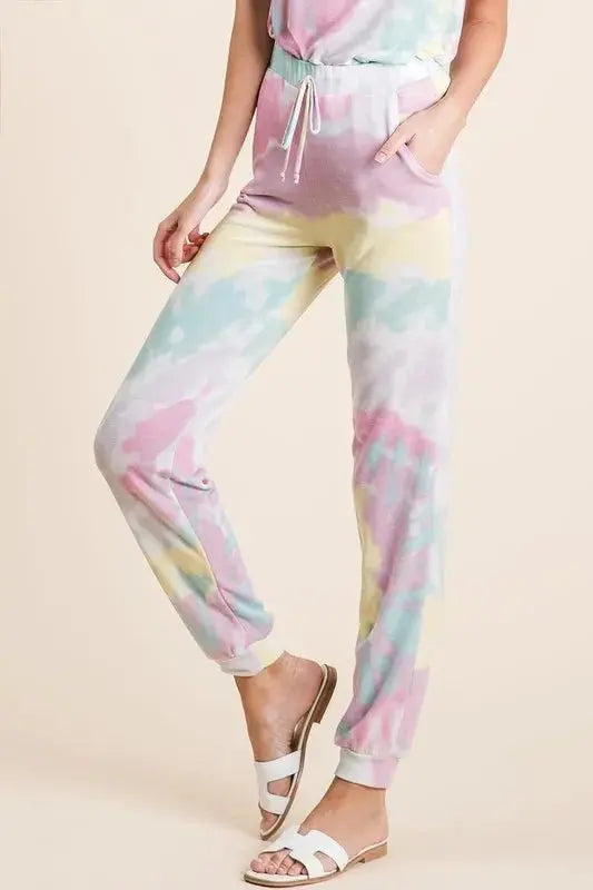 BiBi Tie Dye French Terry Casual Pants for Everyday Comfort - Love Salve 