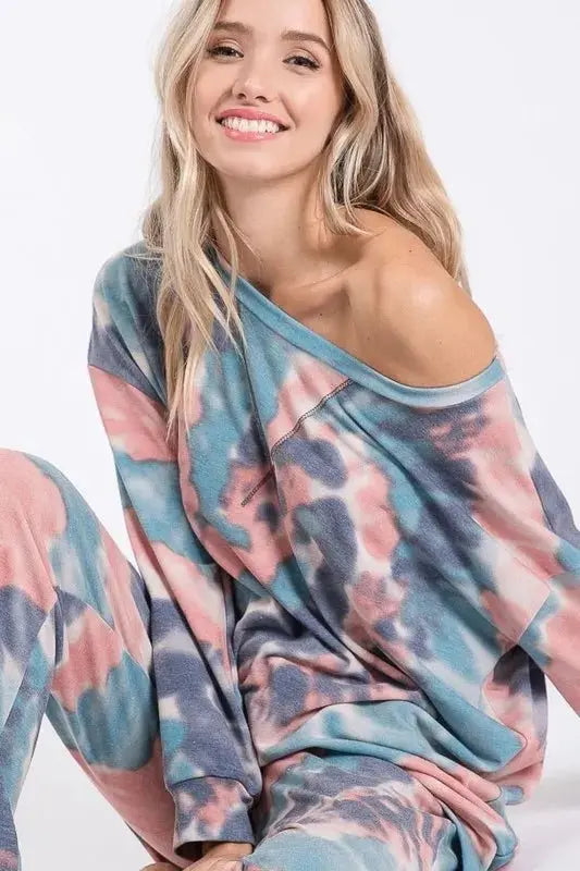 BiBi Tie Dye French Terry Casual Pants for Women - Love Salve 