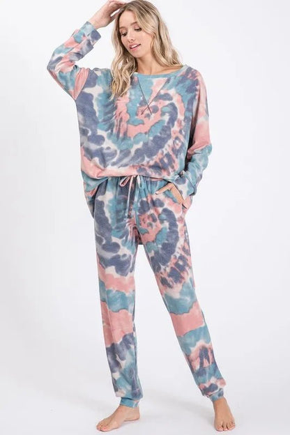 BiBi Tie Dye French Terry Casual Pants for Women - Love Salve 
