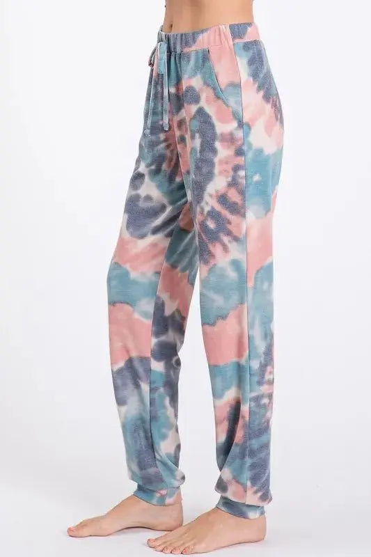 BiBi Tie Dye French Terry Casual Pants for Women - Love Salve 