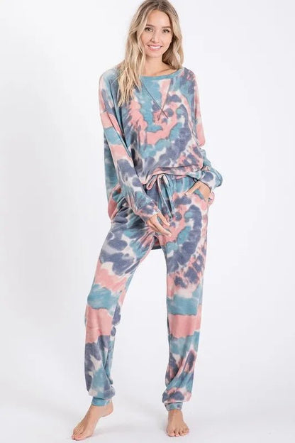 BiBi Tie Dye French Terry Casual Pants for Women - Love Salve 