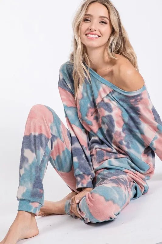 BiBi Tie Dye French Terry Casual Pants for Women - Love Salve 