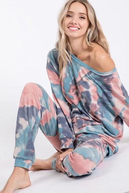 BiBi Tie Dye French Terry Casual Pants for Women - Love Salve 