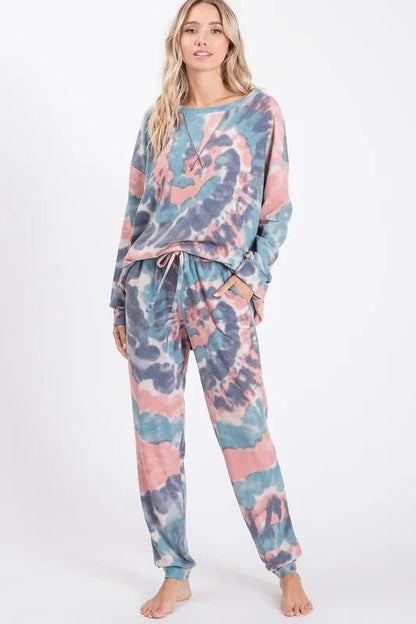 BiBi Tie Dye French Terry Casual Pants for Women - Love Salve 