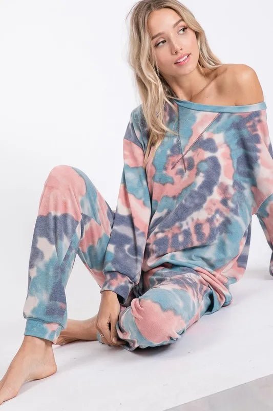 BiBi Tie Dye French Terry Casual Pants for Women - Love Salve 