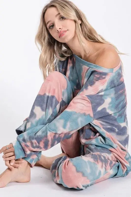 BiBi Tie Dye French Terry Casual Pants for Women - Love Salve 