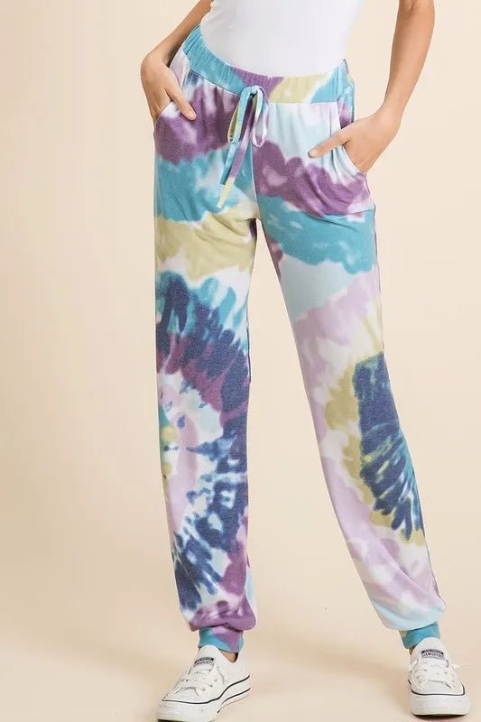 BiBi Tie Dye French Terry Casual Pants for Women Comfort - Love Salve