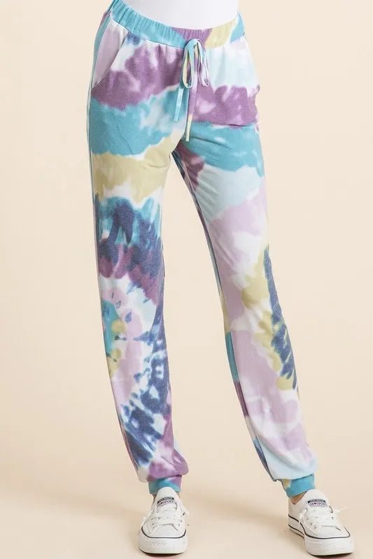 BiBi Tie Dye French Terry Casual Pants for Women Comfort - Love Salve