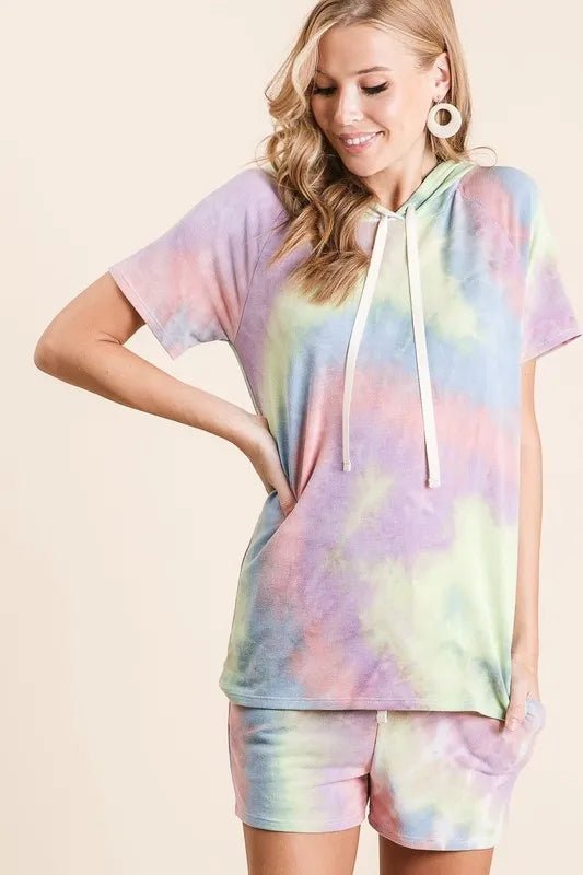 BiBi Tie Dye French Terry Hoodie Top and Bottom Set - Love Salve