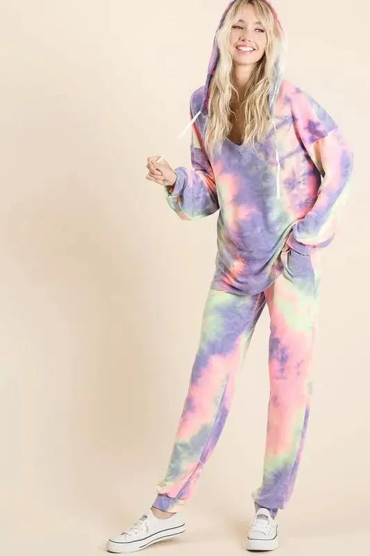 BiBi Tie Dye French Terry Top and Bottom Set - Love Salve