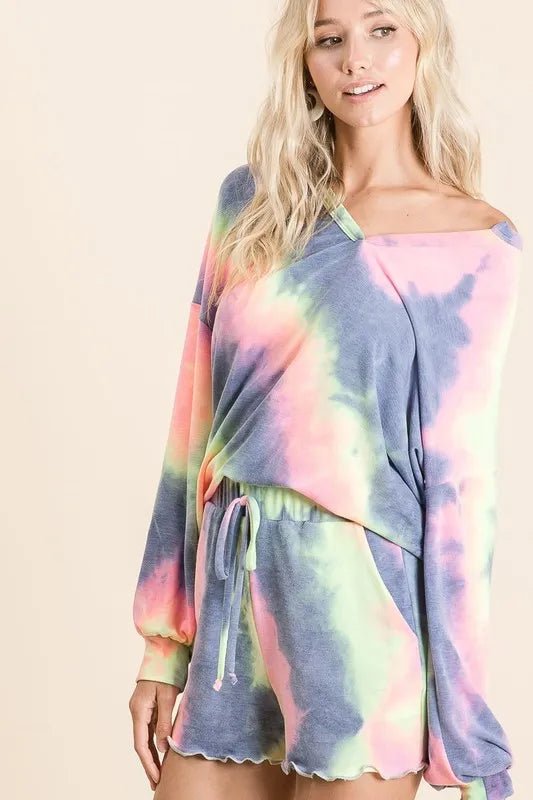 BiBi Tie Dye French Terry Top and Shorts Set - Love Salve