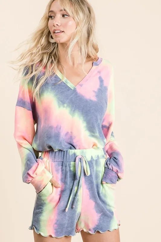 BiBi Tie Dye French Terry Top and Shorts Set - Love Salve