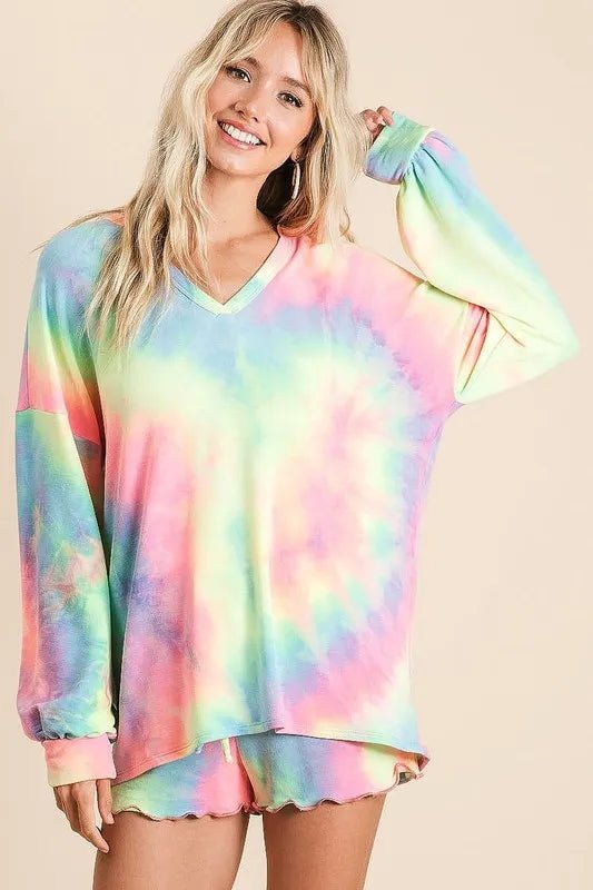 BiBi Tie Dye French Terry Top and Shorts Set - Love Salve