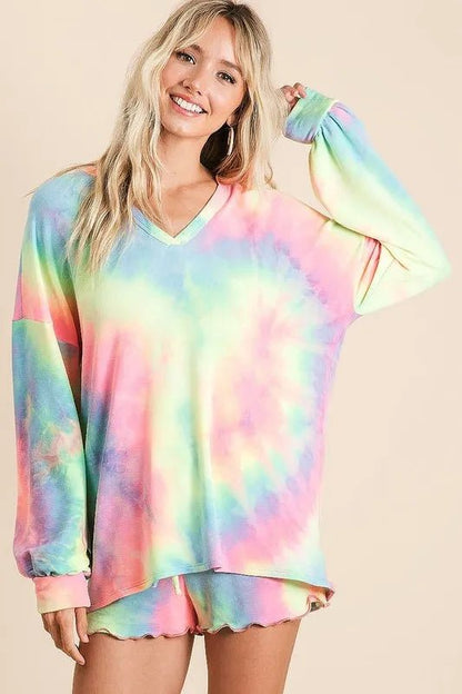 BiBi Tie Dye French Terry Top and Shorts Set - Love Salve