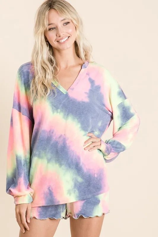 BiBi Tie Dye French Terry Top and Shorts Set - Love Salve