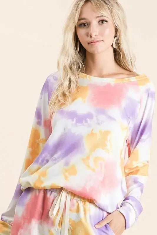 BiBi Tie Dye French Terry Top and Shorts Set - Love Salve